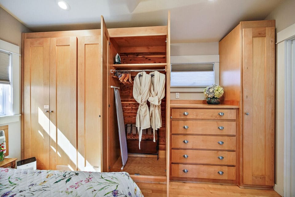 Clothing storage with extra cozy plush bathrobes