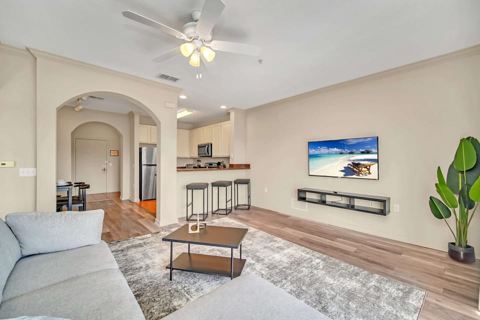 Living room with smart TV
