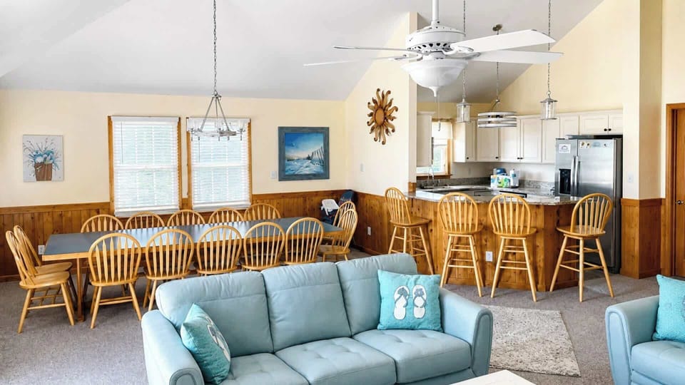 The dining area flows right off the living space.
