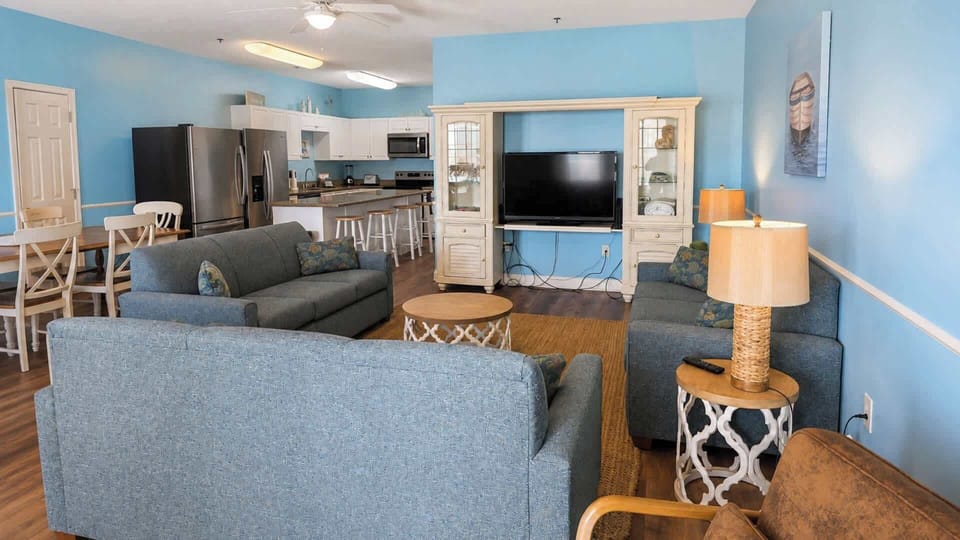 Open living and kitchen keep everyone together.