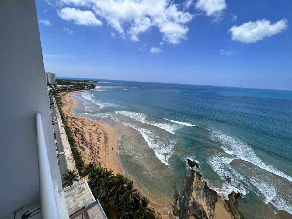 View from balcony of Luquillo’s public beach