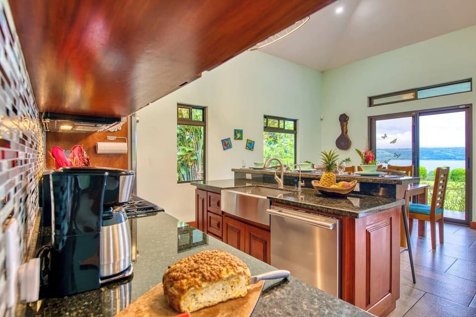 Lake and volcan views while you prepare gourmet meals.