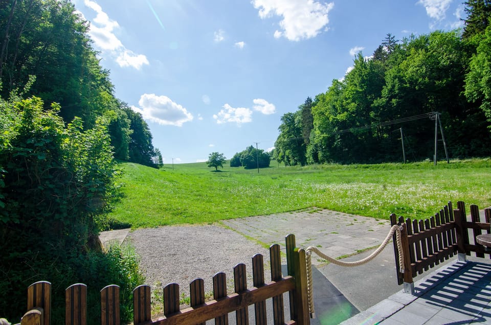 wonderful view of nature from the terrace of the Waldblick apartment in Sauerland