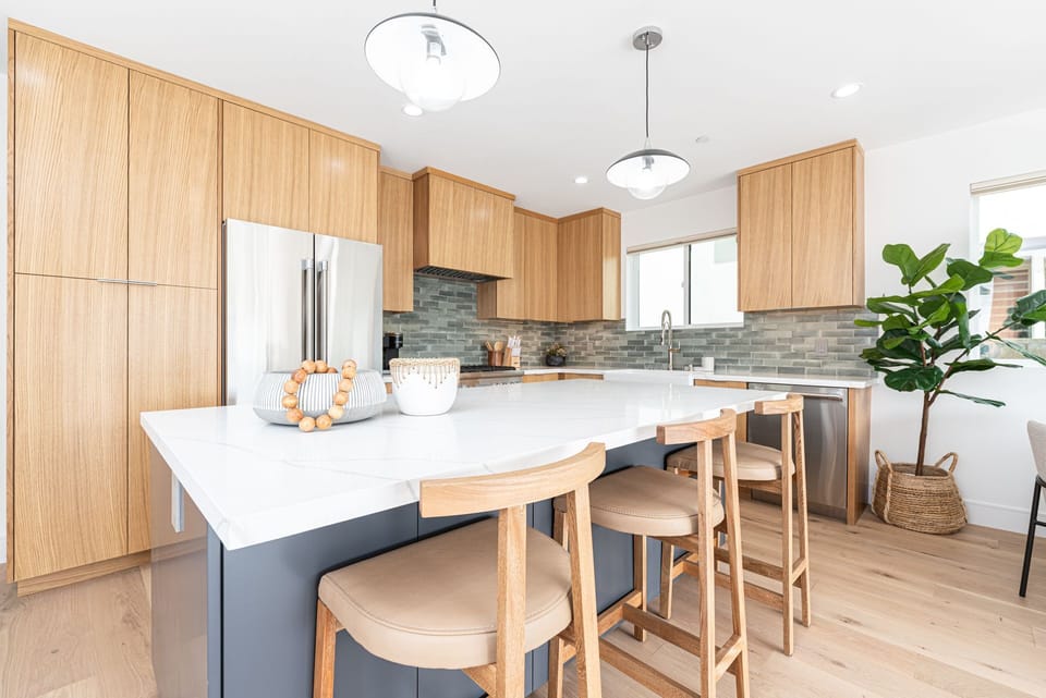 Kitchen comes fully stocked for meal prep and serving, with dishes, utensils, and cookware.
                