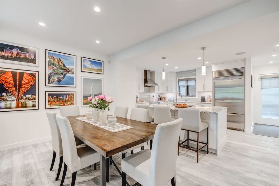 Main floor dining table with seating for six.