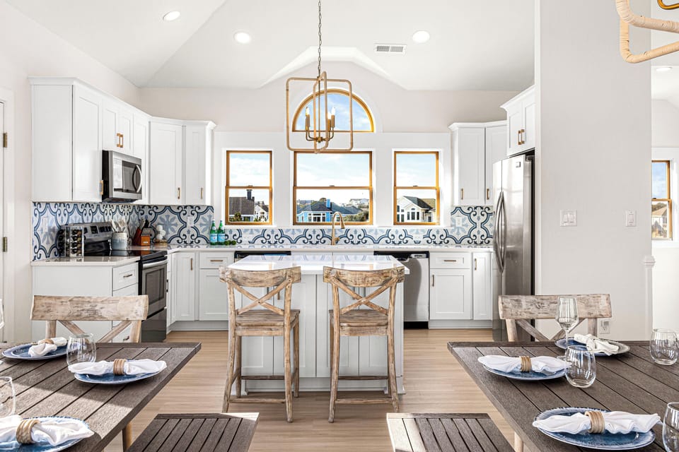 Everyone comes together in this open concept kitchen