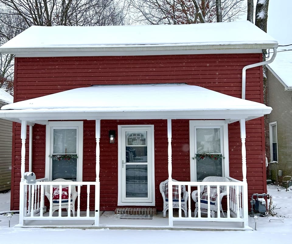 Beautiful snowfall, but warm and cozy inside!