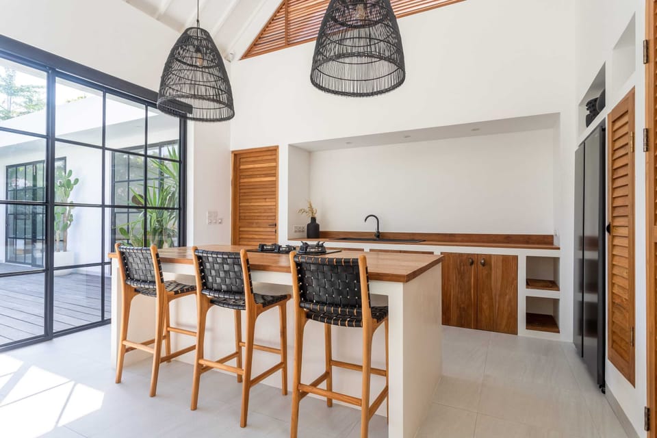 Kitchen island with bar chairs