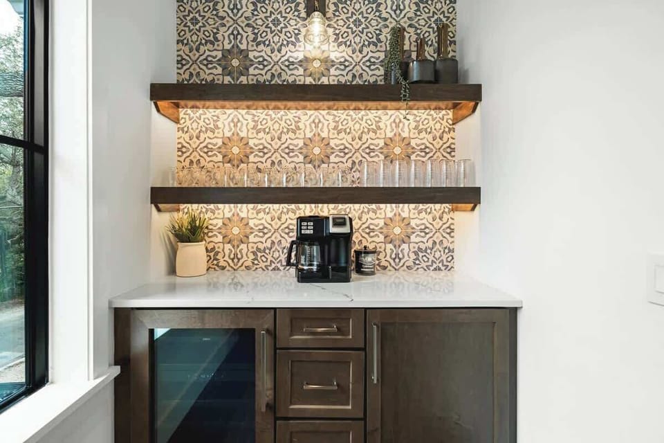 Wet Bar - Coffee and Wine Cooler.