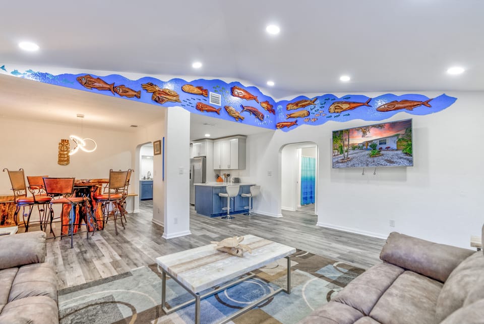 Living room area with Smart TV
