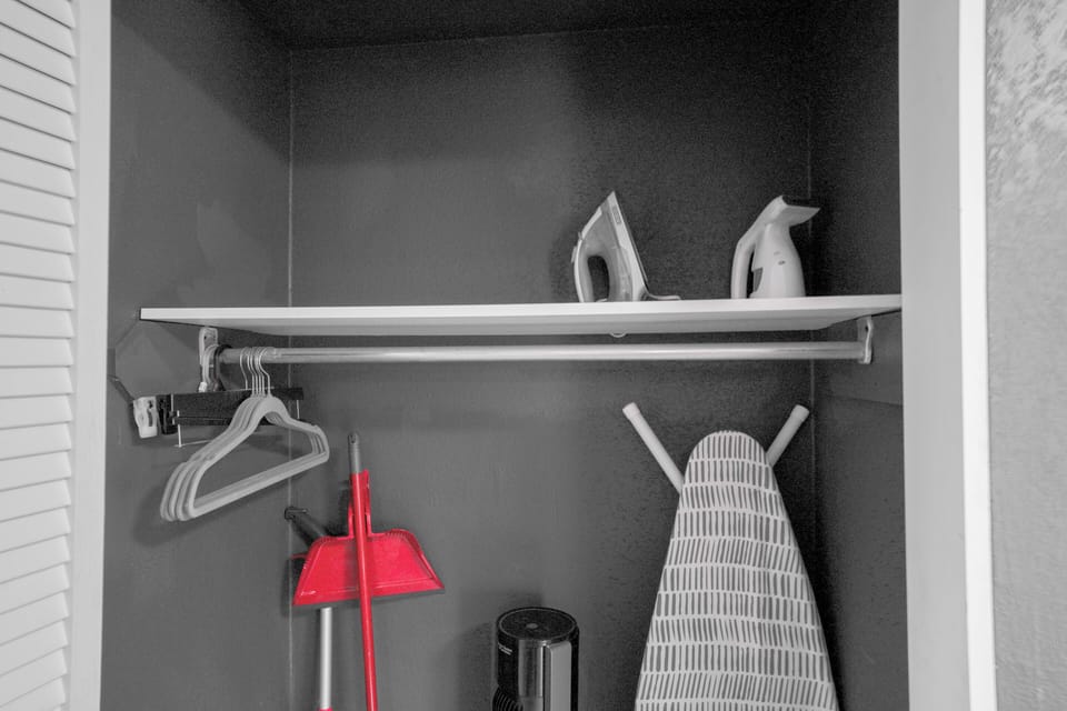 Functional closet space with hangers and essentials for a smooth, organized stay.