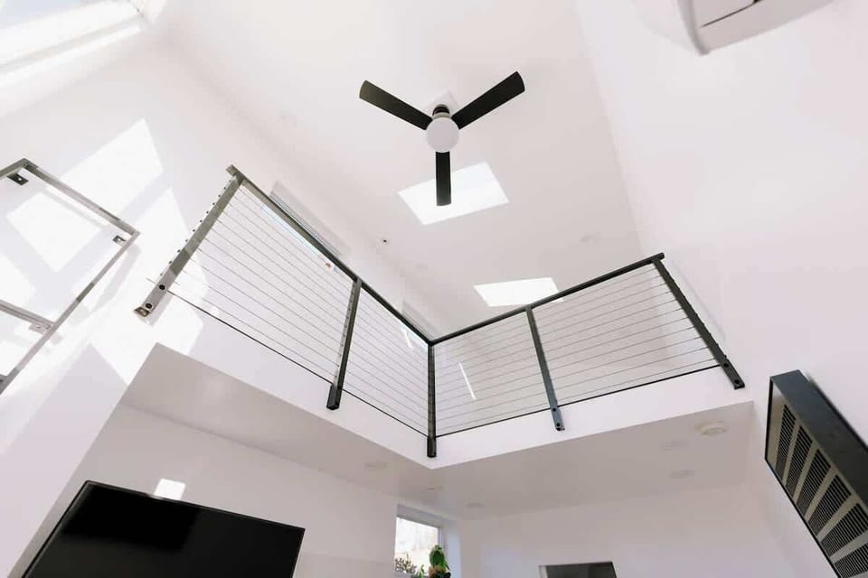 Skylights let warm natural light fill the space while allowing for complete privacy. 