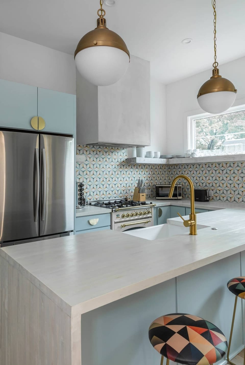 Counter stools/dining area and kitchen