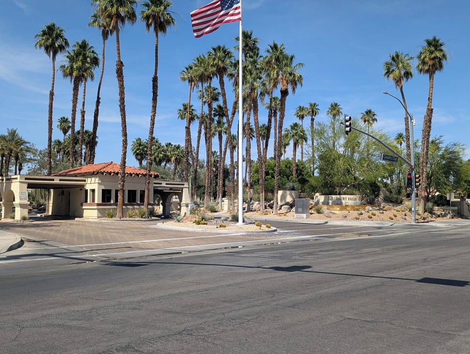 Country Club Drive Entrance to Desert Falls Country Club is just East of Cook St