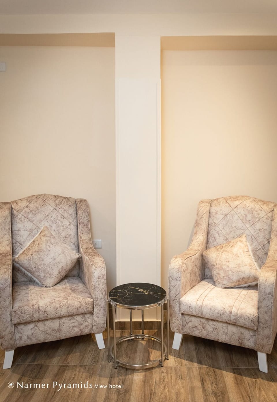 Modern seating area to have tea while watching the TV.