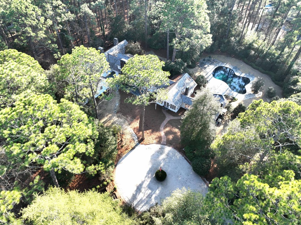 Circular driveway provides ample parking for our guests