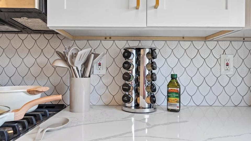Spice Rack and Kitchen Utensils
