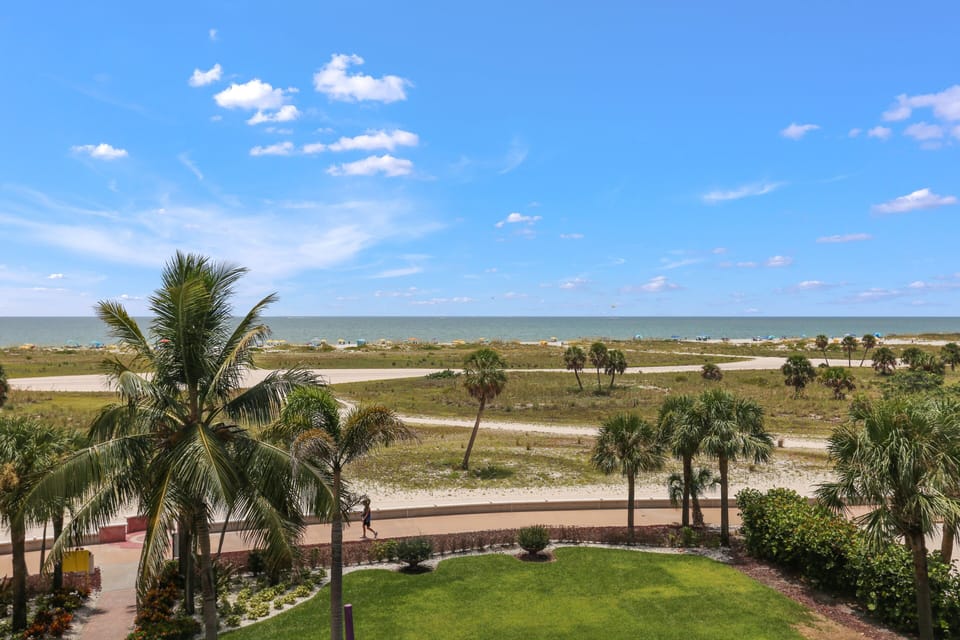 Gulf Front View from Balcony of South Beach 406 on Treasure Island.