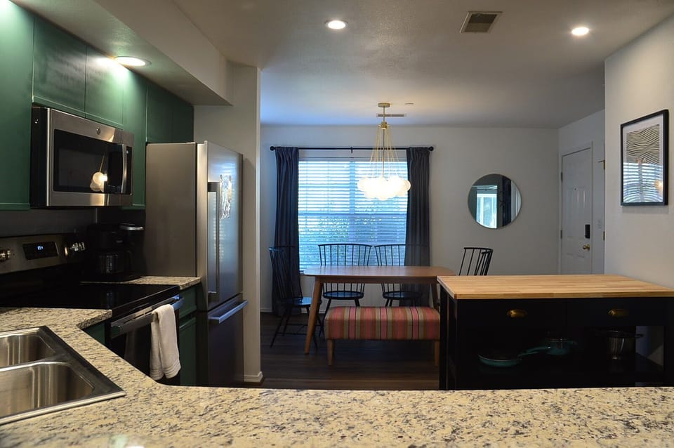 Open floor plan allows the cook to stil enjoy the fun