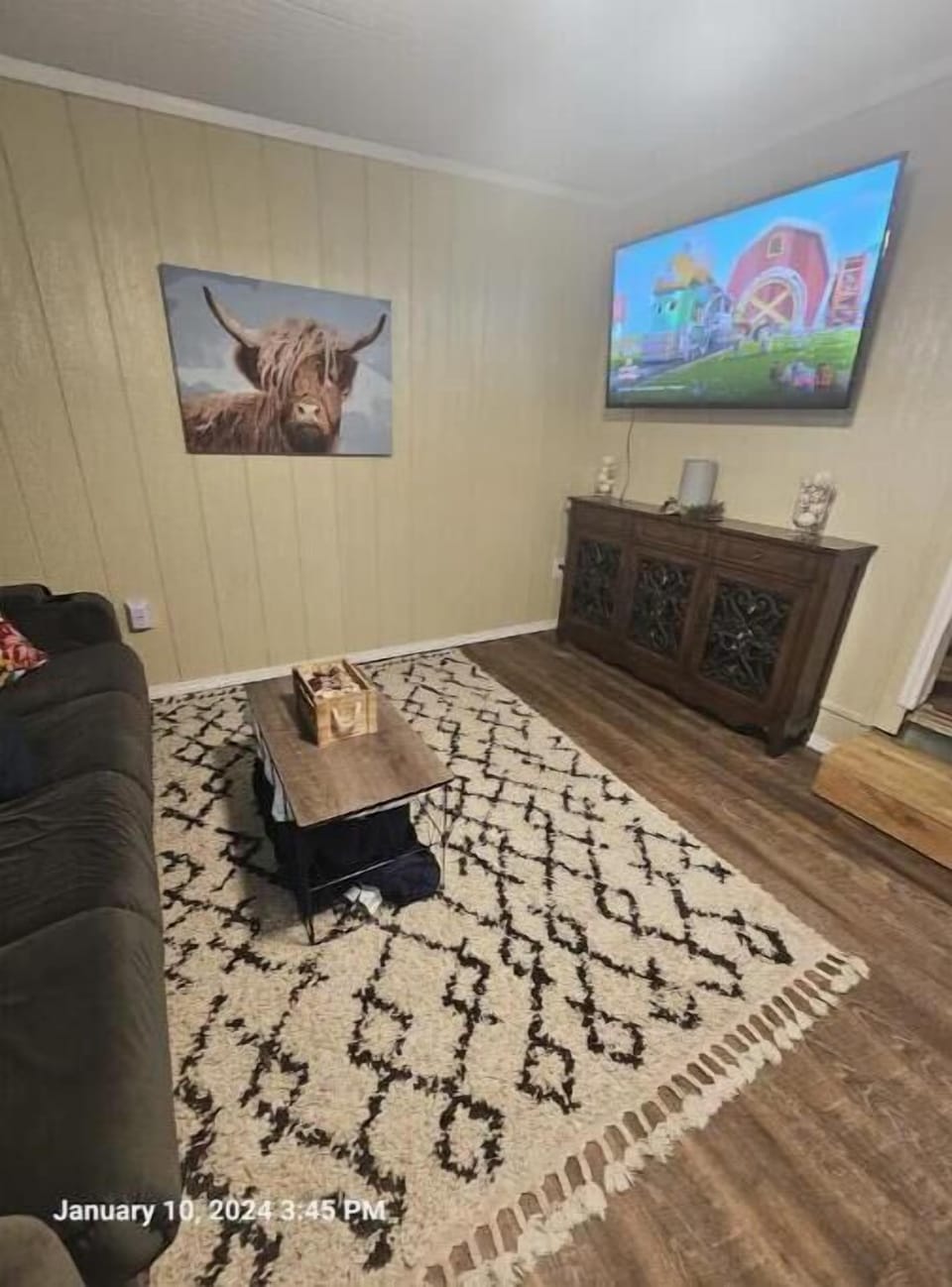 Cozy living room with 55inch Smart TV