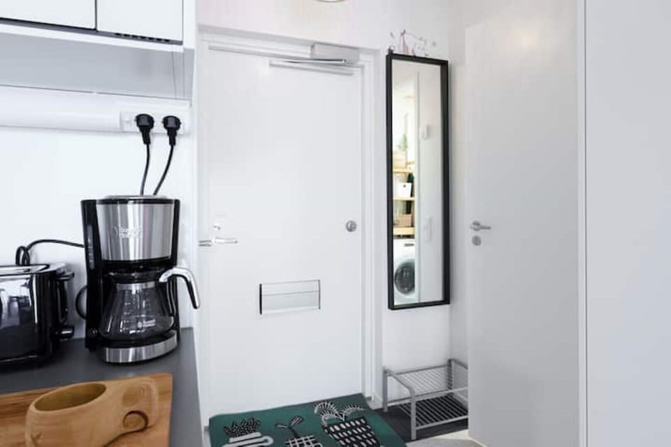 There is a small space in the entrance of the flat, to leave your shoes