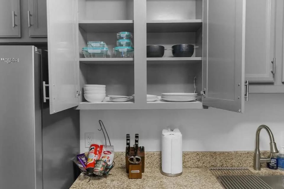 Fully stocked kitchen cabinets