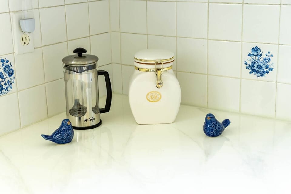 French press and coffee