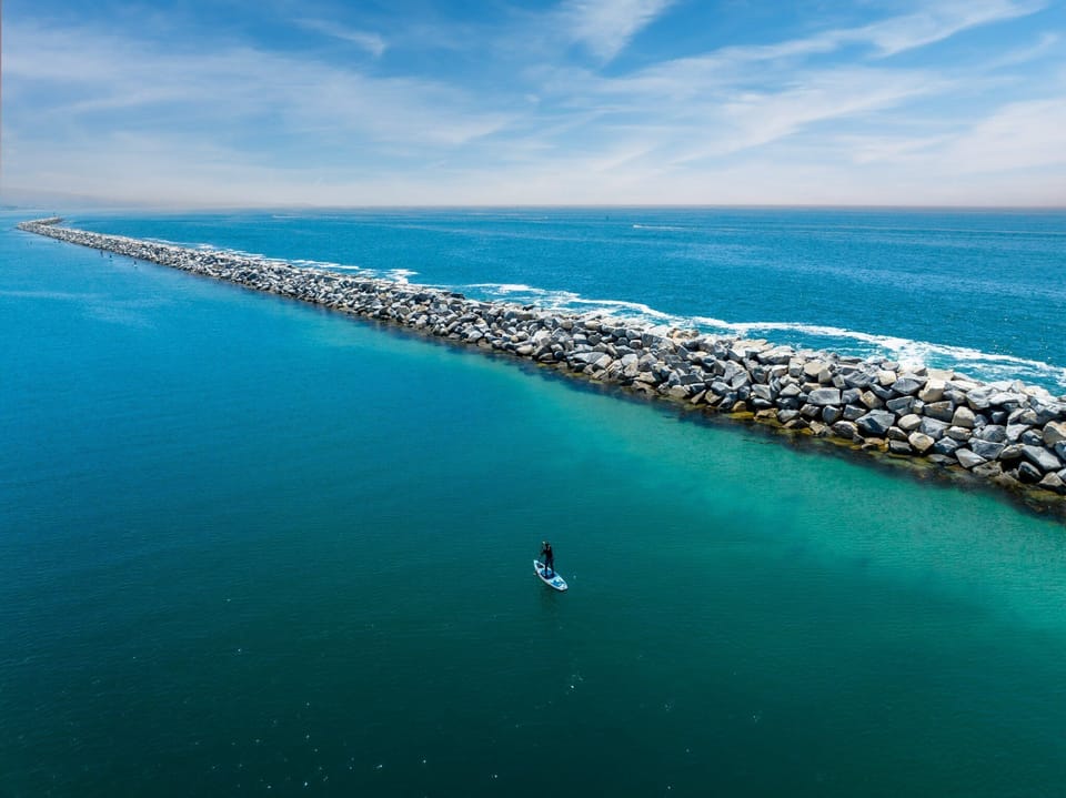 The breakwater at Dana Point Harbor