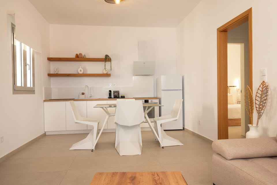 Dine in style at the elegant glass table.