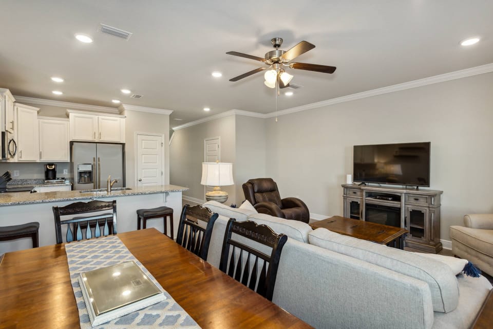 Dining room overlooking the kitchen and living area