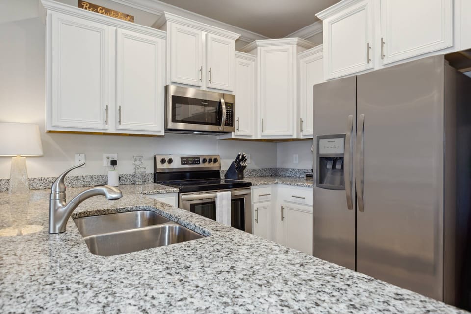 The kitchen has everything your family needs for preparing meals during your vacation
