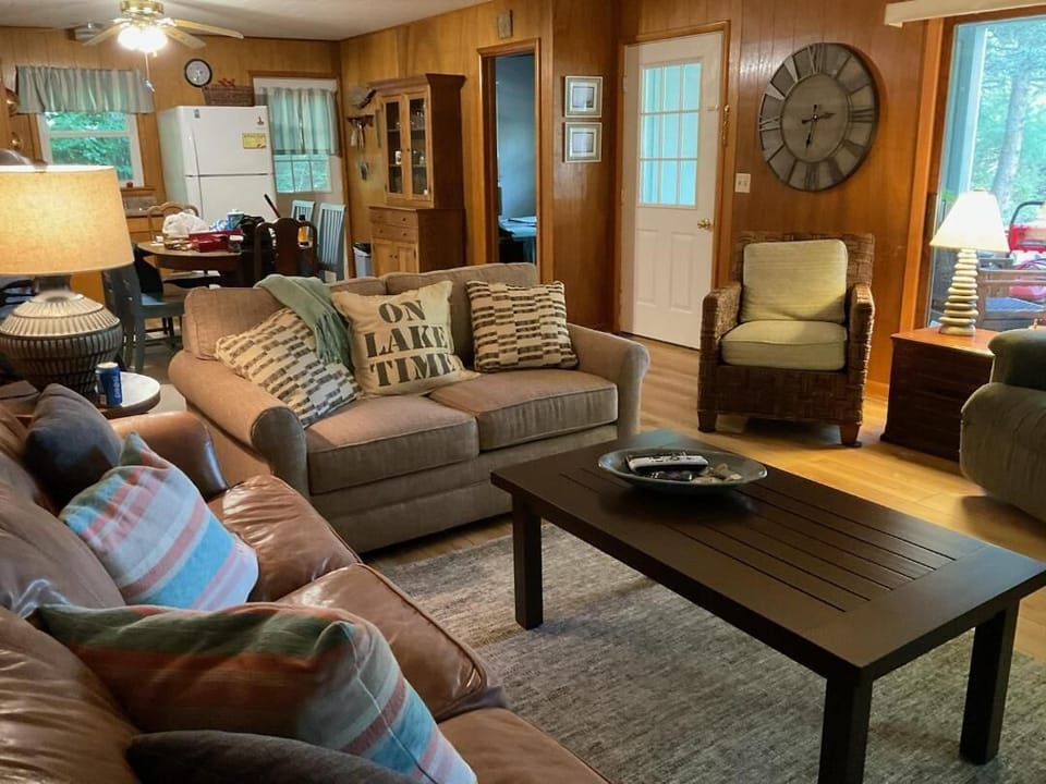 Living room, dining area, and kitchen.