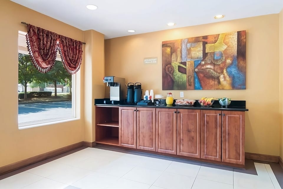 Fuel up with morning refreshments at the convenient breakfast counter.