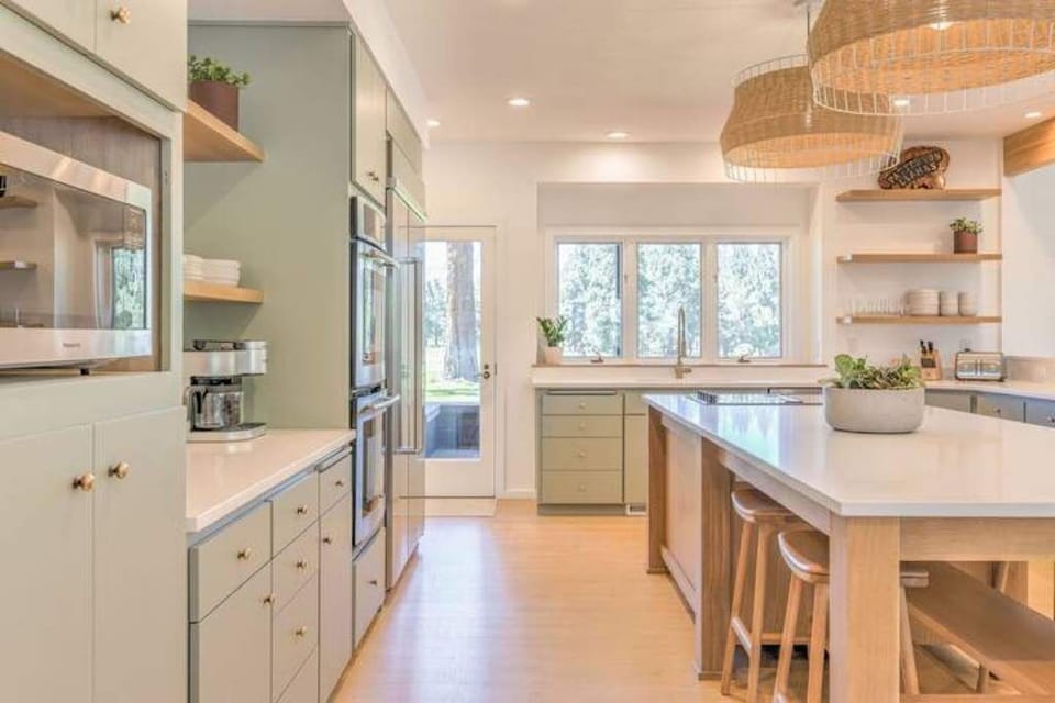 The view from the kitchen will make you want to extend your stay.  Double oven!
