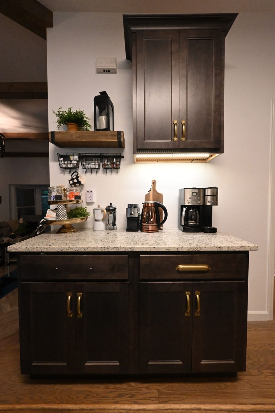 Fully stocked: Gourmet coffee bar with traditional drip coffee pot, keurig, kettle, bean grinder, French press, moka pot, pour over, milk frother & more!!! 