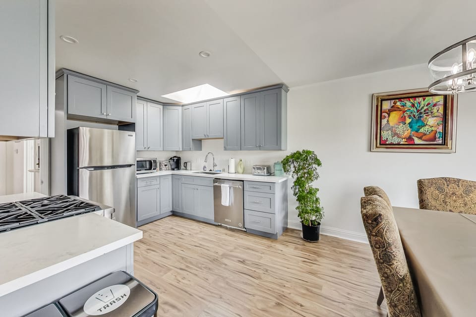 Well appointed full kitchen with Dishwasher, Gas stove, Refrigerator, Microwave, and Keurig to make coffee and tea.