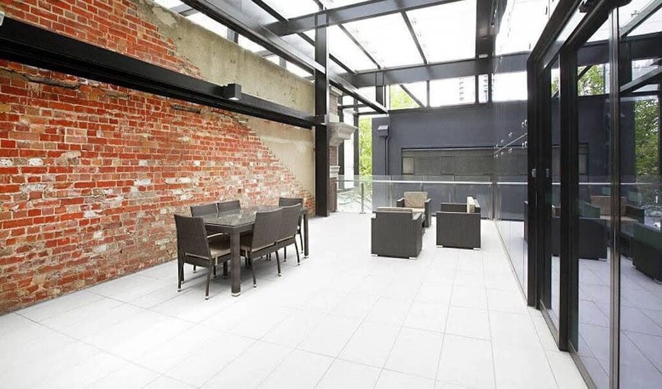 A pool-side area.