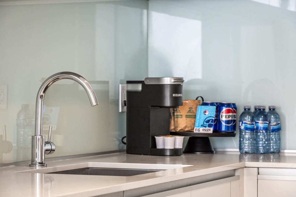 Complimentary water, coffee and more!