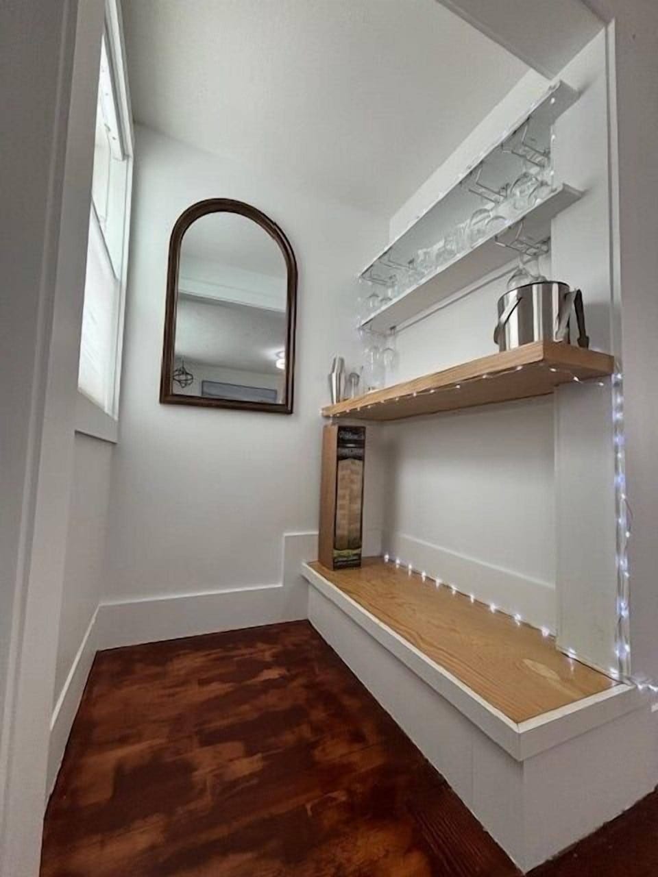 built in bar in living room nook