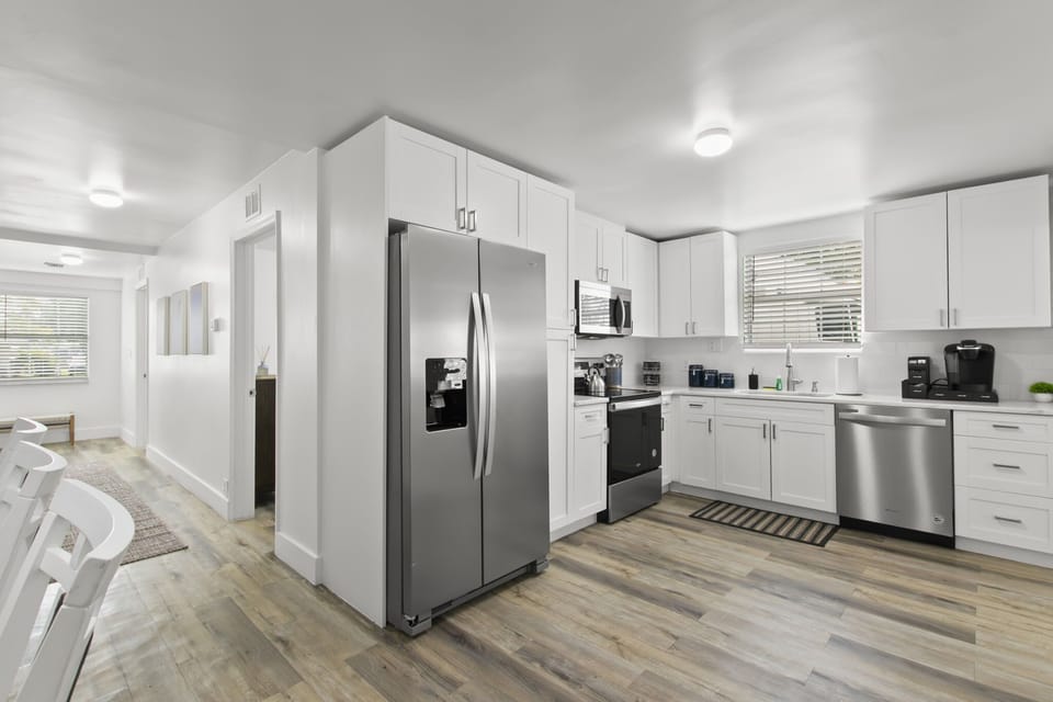 Updated Kitchen - We provide a starting set of dish soap, paper towels, and trash bags!