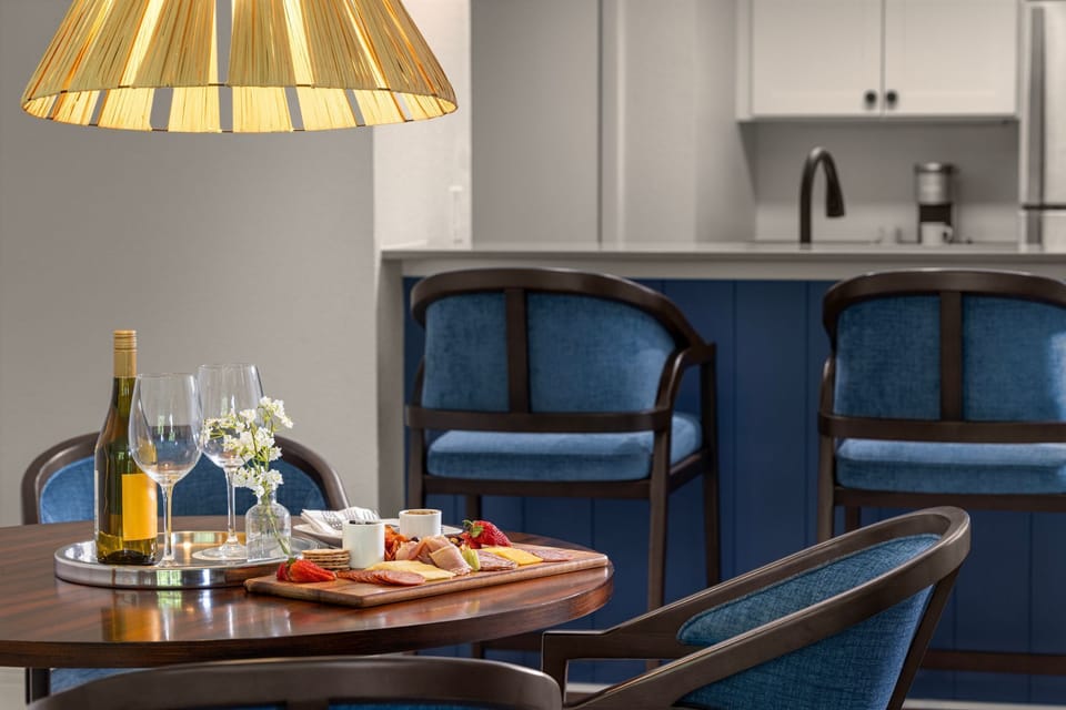 Savor intimate meals or a glass of wine in a cozy dining nook.