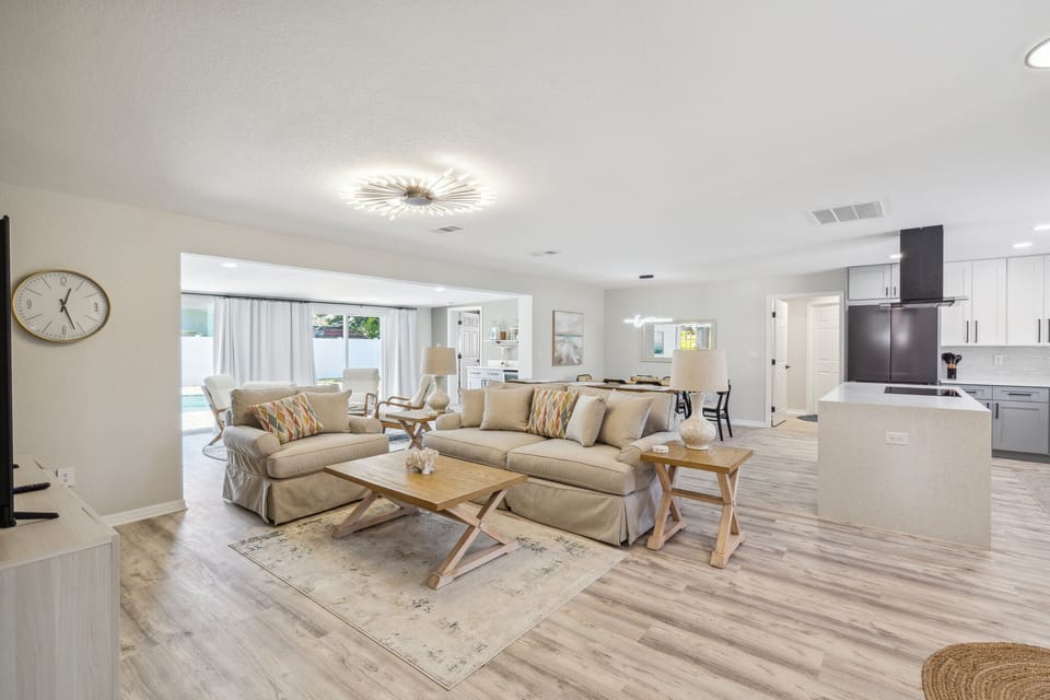 The floor plan is open and spacious, with plenty of room for everyone! 