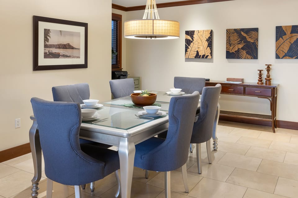 Elegant dining setup for six.