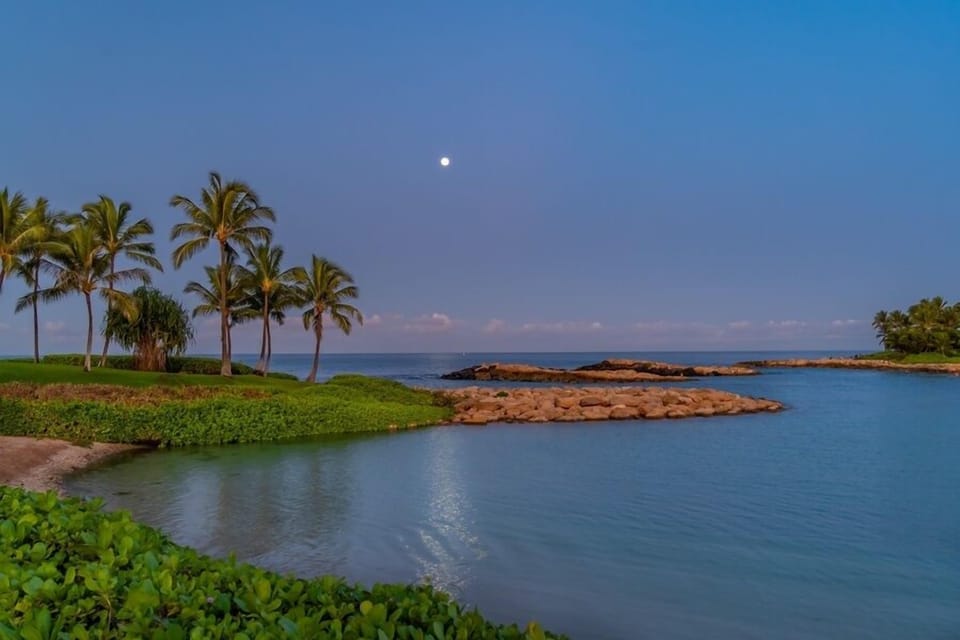 The night moon over still waters.
