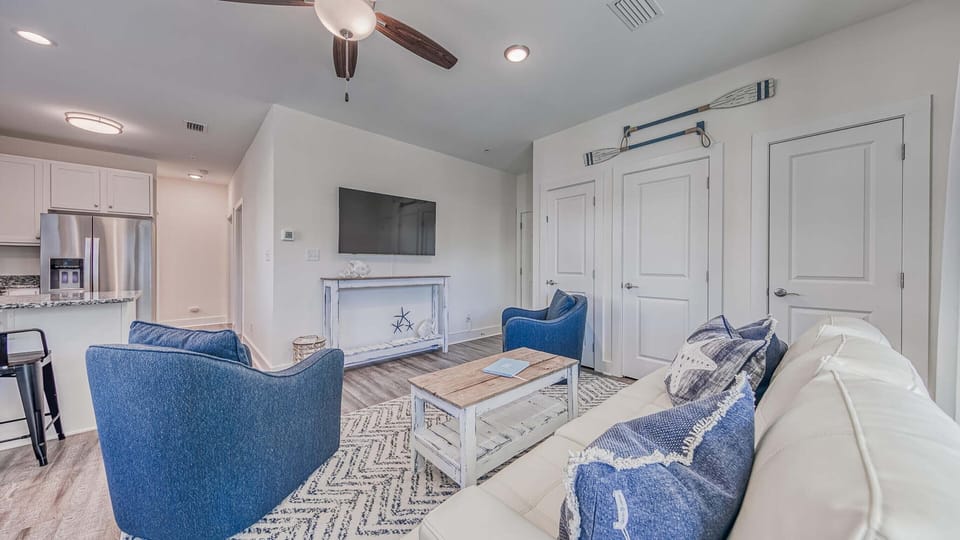 Enjoy a movie on the flat screen TV