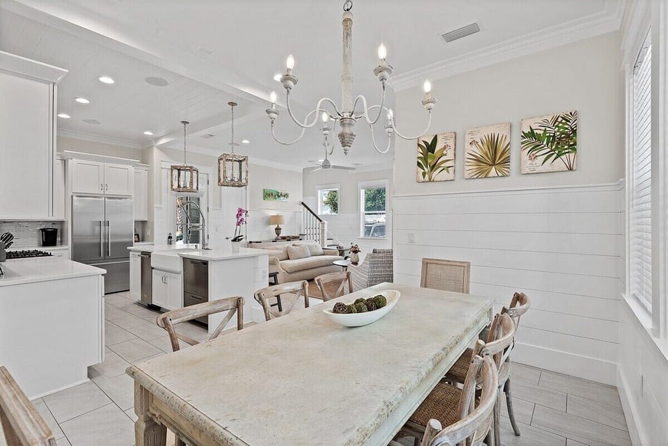 Dining area seats 8 people. Get ready for a beach day with a breakfast spread or enjoy a home cooked meal as a family!