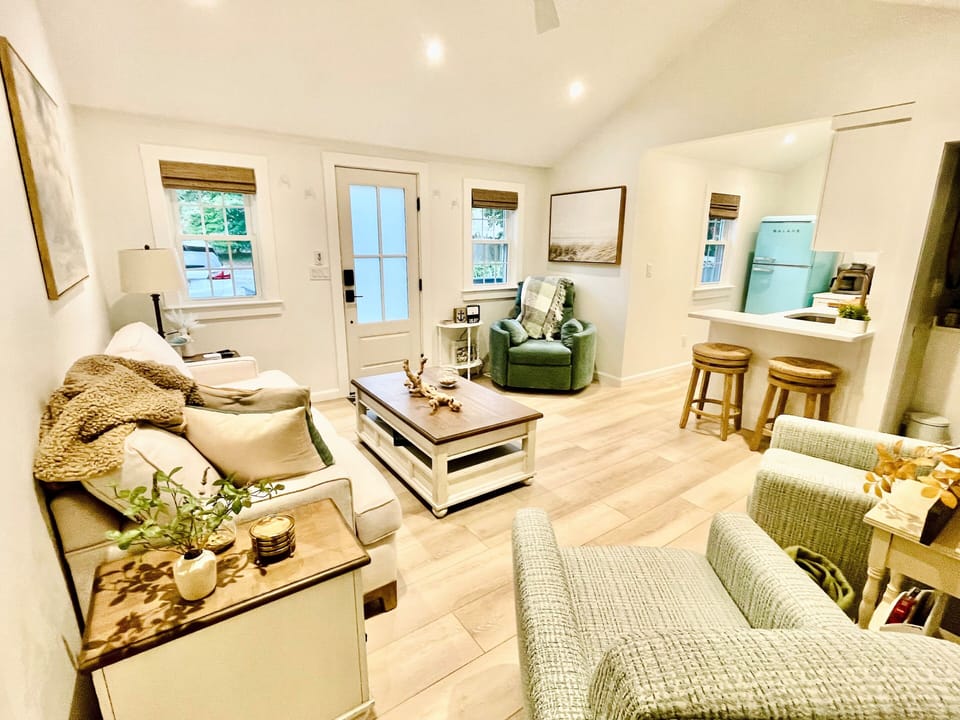 Living Room: Seats 5/6. All new furniture and furnishings