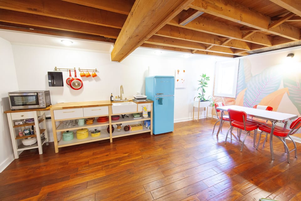 Open kitchen + dining area