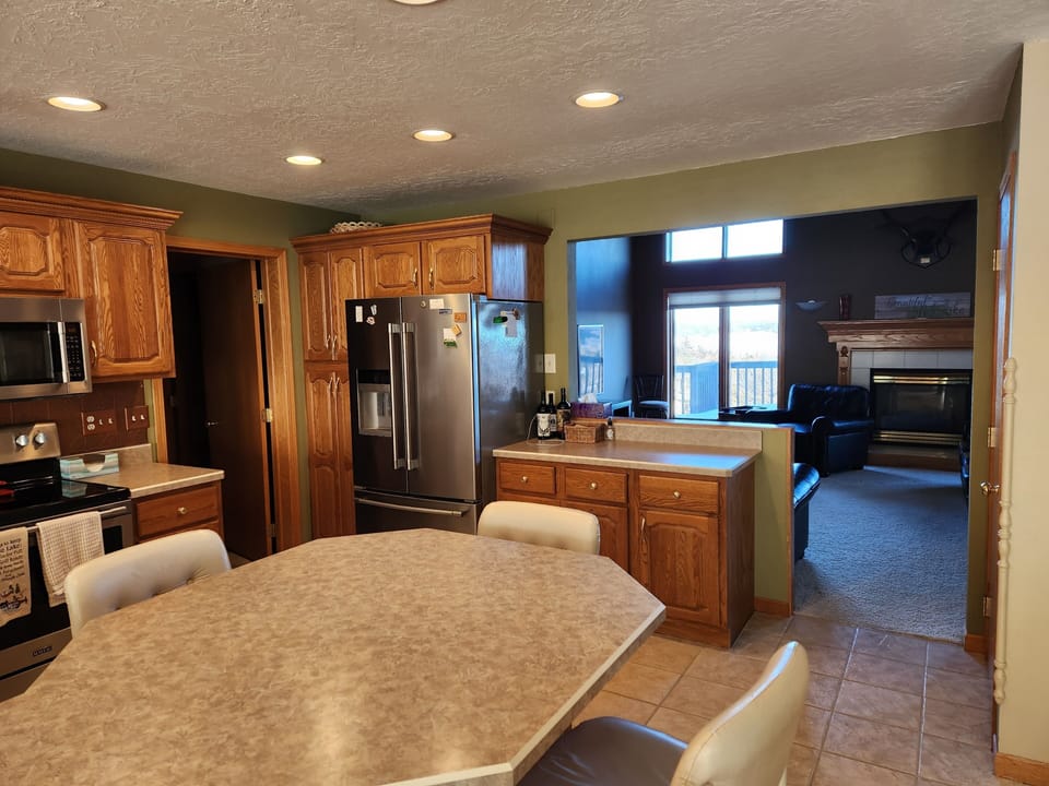 Kitchen opens up to the living room.