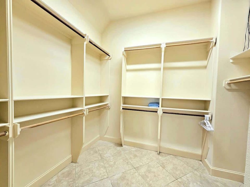Master Bedroom Closet is large enough to place your luggage and belongings out of the way so you can enjoy the experience of the Master Bedroom. 